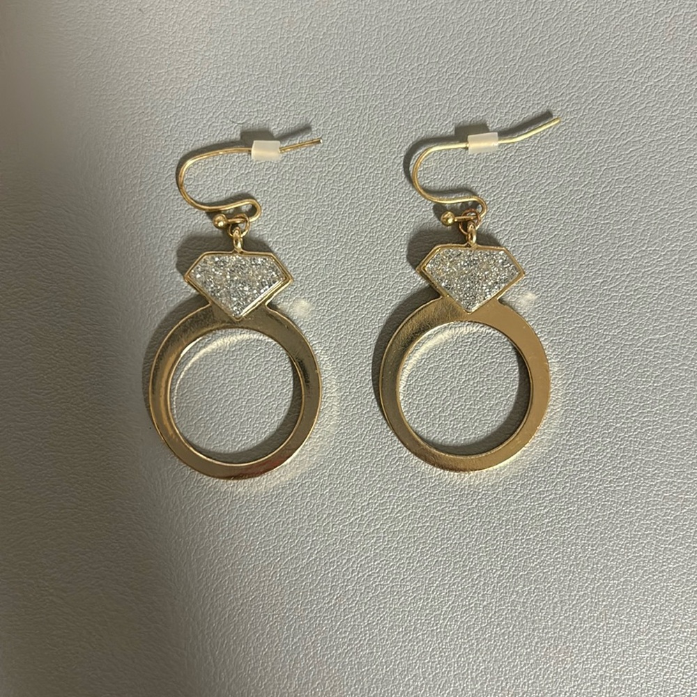 Diamond Ring Bling Earrings
